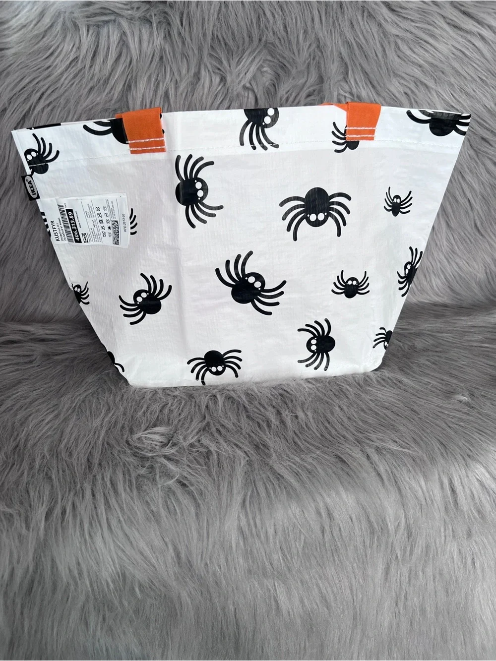 KUSTFYR Bag, spider pattern white/ black, 10 ¾x7x10 ¾